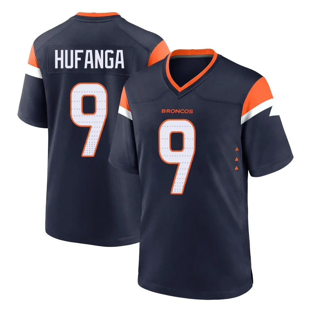 Rebec D.Broncos #9 Talanoa Hufanga Player Navy Home Game Stitched Jerseys
