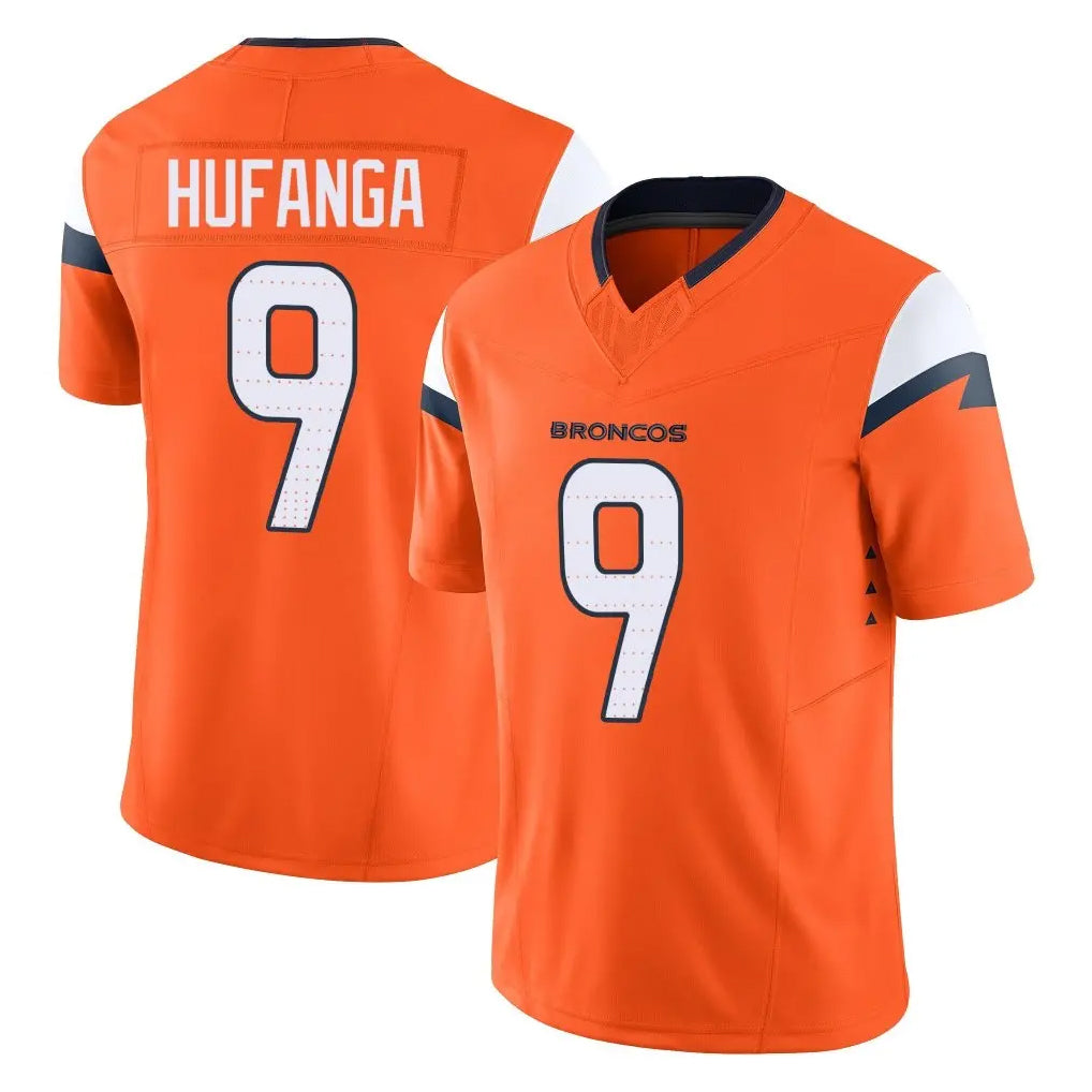 Rebec D.Broncos #9 Talanoa Hufanga Player Orange Vapor F.U.S.E. Limited Home Game Stitched Jerseys
