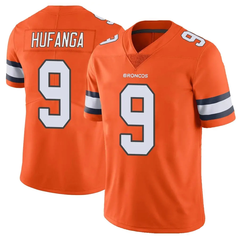 Rebec D.Broncos #9 Talanoa Hufanga Player Orange Vapor Untouchable Limited Home Game Stitched Jerseys