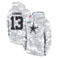 Rebec D.Cowboys #13 Caleb Downs Player Arctic Camo Salute to Service Hoodies Limited Game Stitched Jerseys