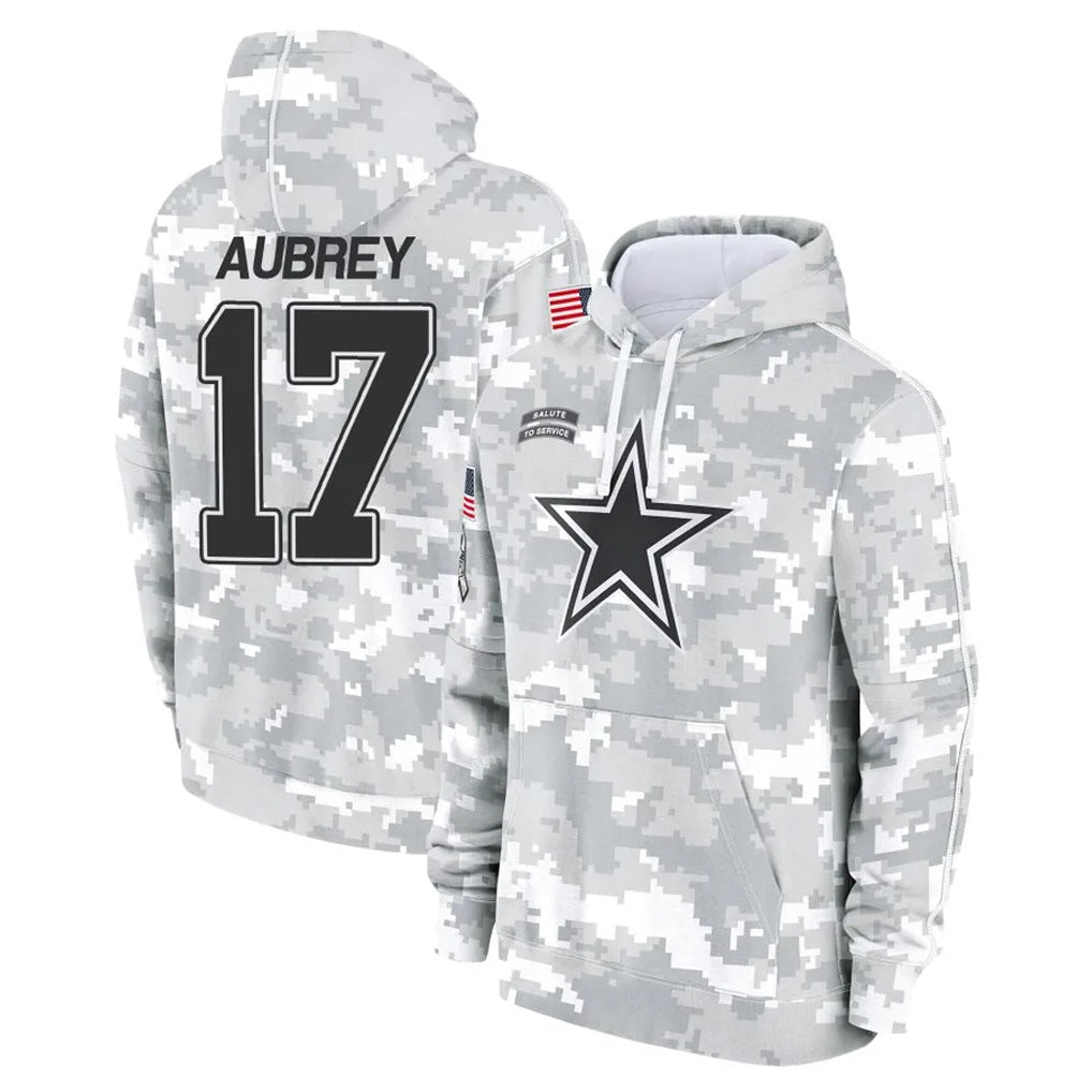 Rebec D.Cowboys #17 Brandon Aubrey Player Arctic Camo Salute to Service Hoodies Limited Game Stitched Jerseys