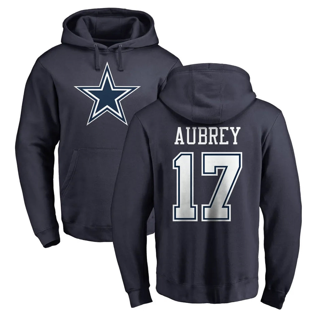 Rebec D.Cowboys #17 Brandon Aubrey Player Navy Pullover Hoodies Limited Stitched Jerseys