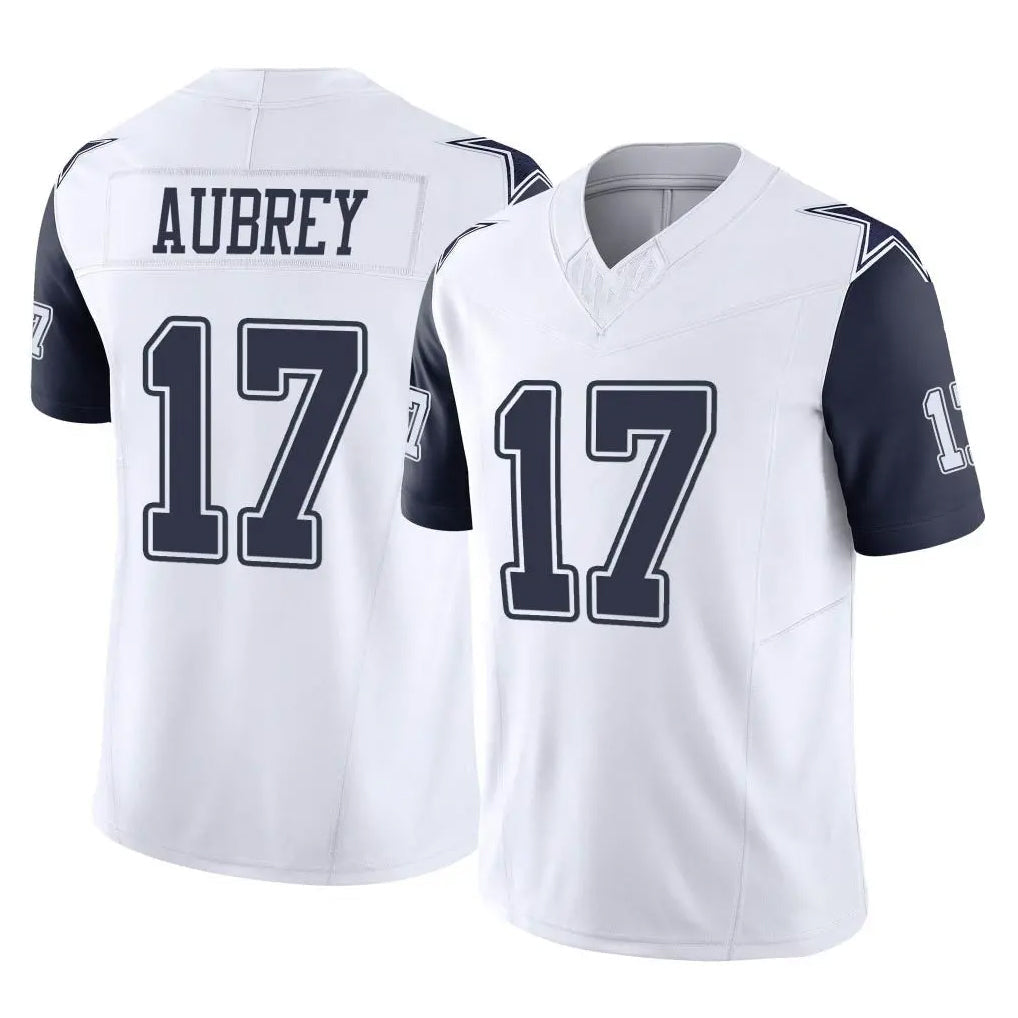 Rebec D.Cowboys #17 Brandon Aubrey Player White-Navy Limited Vapor F.U.S.E. Home Game Stitched Jerseys
