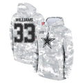 Rebec D.Cowboys #33 Javonte Williams Player Arctic Camo Salute to Service Hoodies Limited Game Stitched Jerseys