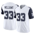 Rebec D.Cowboys #33 Javonte Williams Player White-Navy Limited Vapor F.U.S.E. Home Game Stitched Jerseys