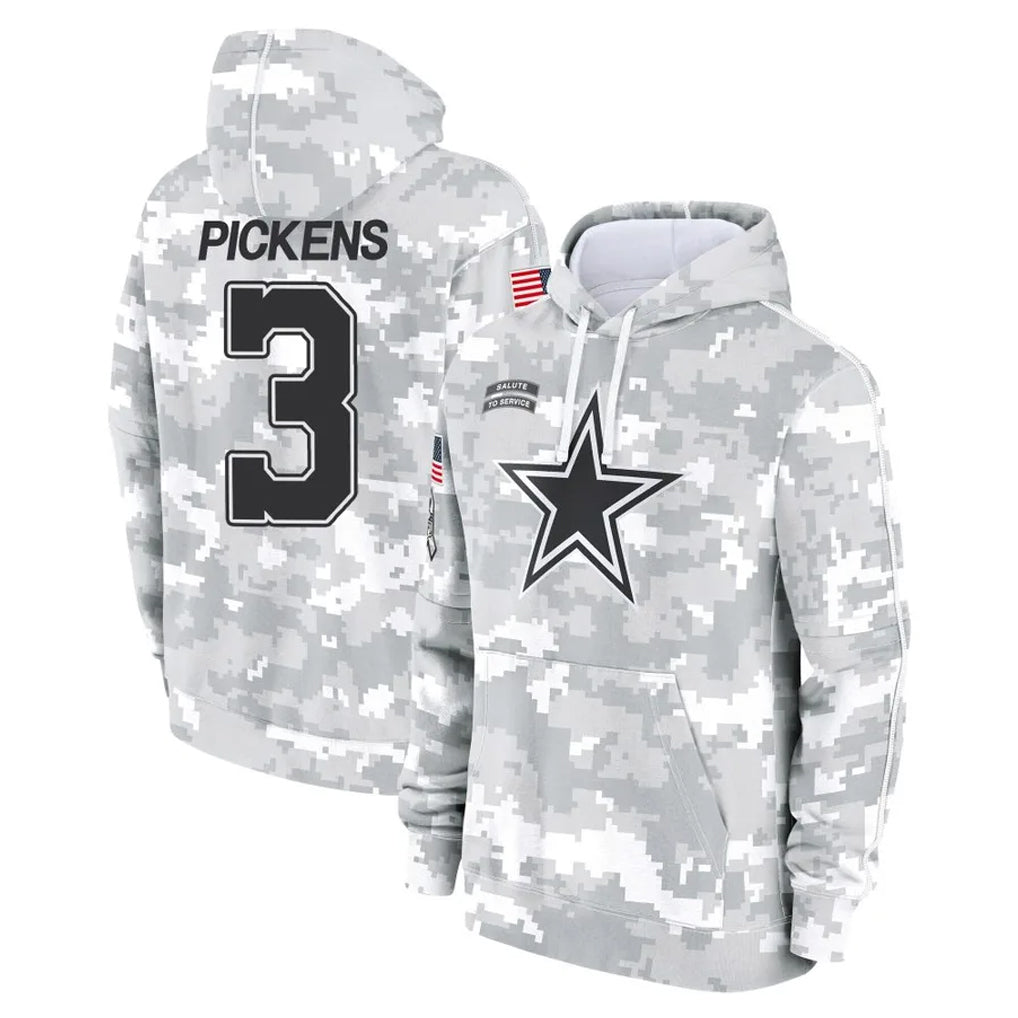 Rebec D.Cowboys #3 George Pickens Player Arctic Camo Salute to Service Hoodies Limited Game Stitched Jerseys