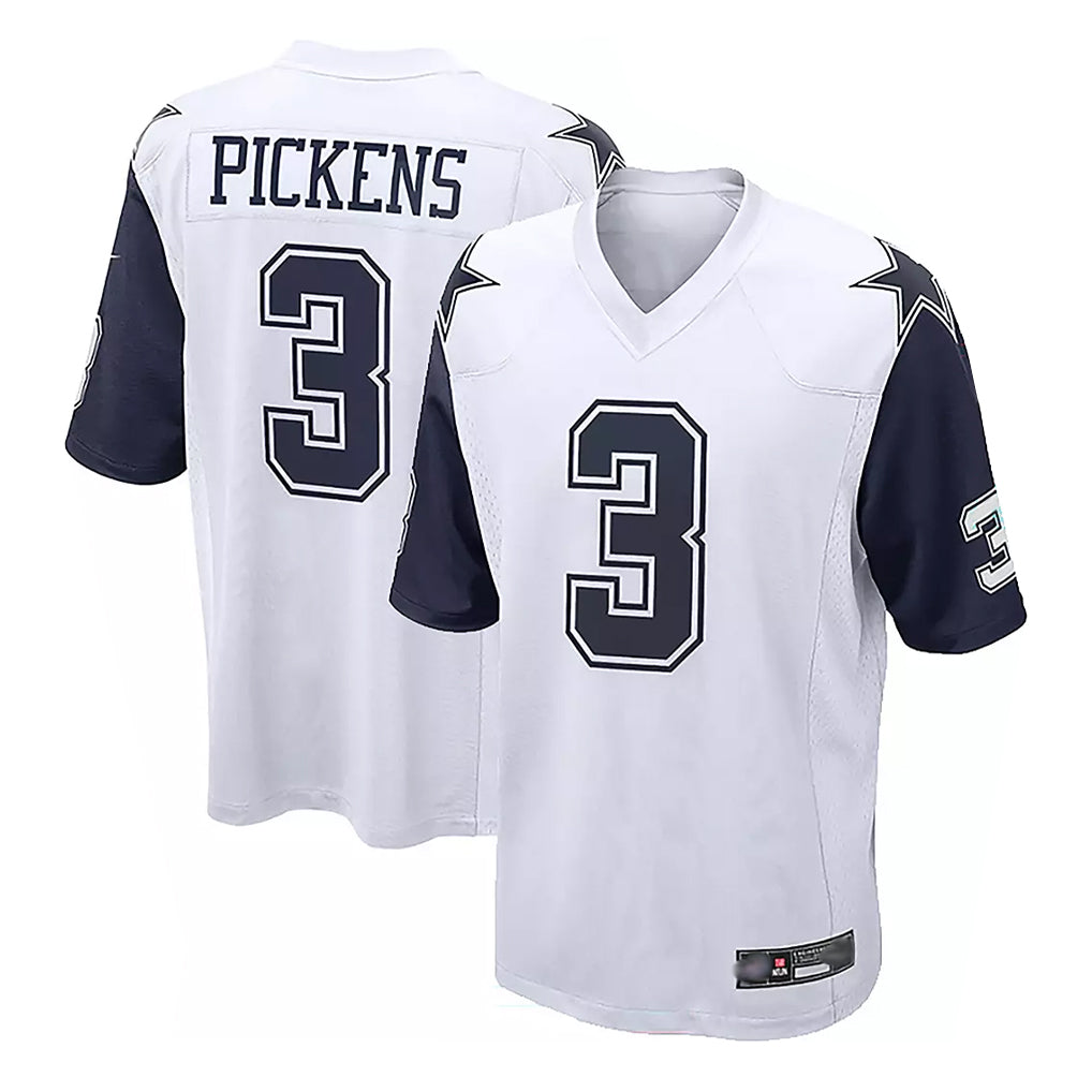Rebec D.Cowboys #3 George Pickens Player White-Navy Home Game Stitched Jerseys