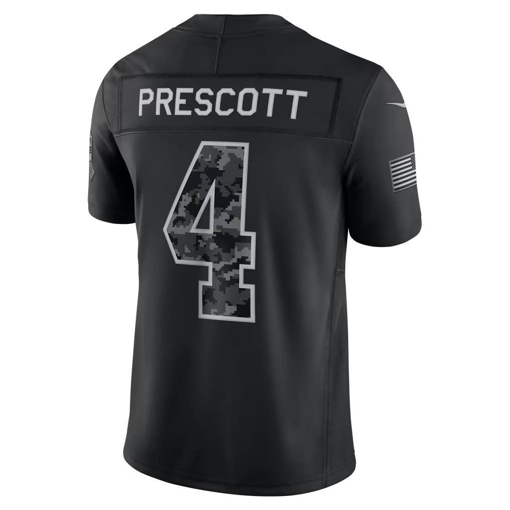 Rebec D.Cowboys #4 Dak Prescott  Black 2026 Salute to Service Stitched Limited Jersey