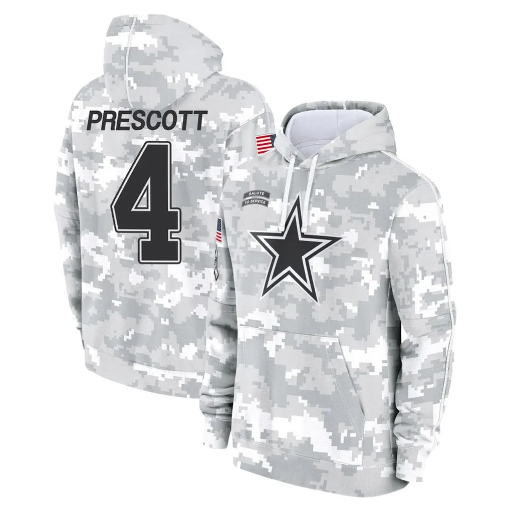 Rebec D.Cowboys #4 Dak Prescott Player Arctic Camo Salute to Service Hoodies Limited Game Stitched Jerseys