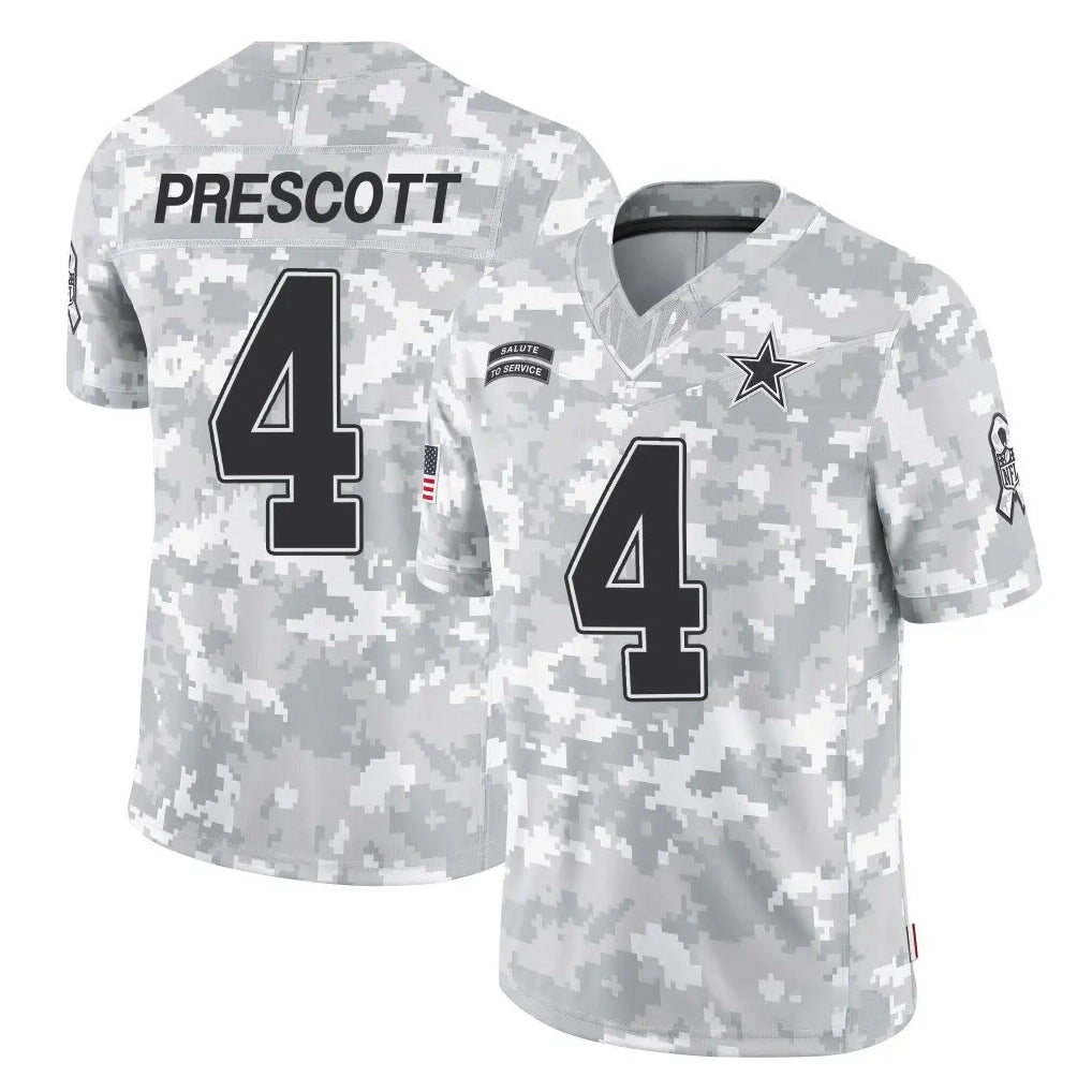 Rebec D.Cowboys #4 Dak Prescott Player Arctic Camo Salute to Service Limited Home Game Stitched Jerseys