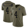Rebec D.Cowboys #4 Dak Prescott Player Olive 2025 Salute to Service Limited Home Game Stitched Jerseys