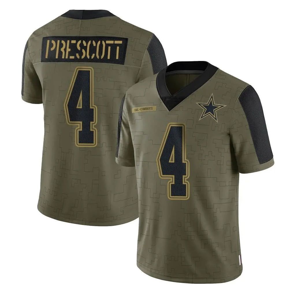Rebec D.Cowboys #4 Dak Prescott Player Olive Salute to Service Limited Home Game Stitched Jerseys