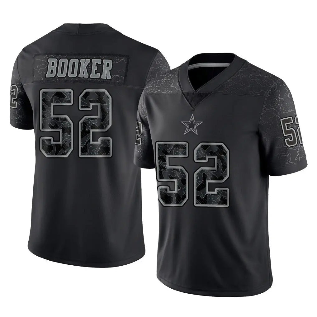 Rebec D.Cowboys #52 Tyler Booker Player Black Limited Reflective Home Game Stitched Jerseys