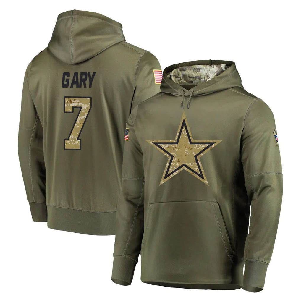 Rebec D.Cowboys #7 Rashan Gary Player Olive Salute to Service Pullover Hoodies Home Game Stitched Jerseys