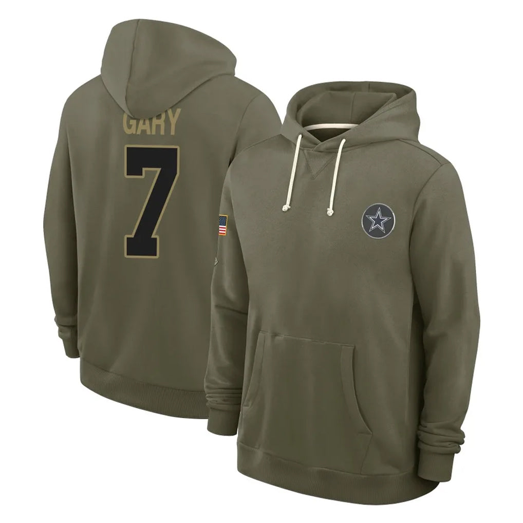 Rebec D.Cowboys #7 Rashan Gary Player Olive Salute to Service Pullover Hoodies Limited Stitched Jerseys
