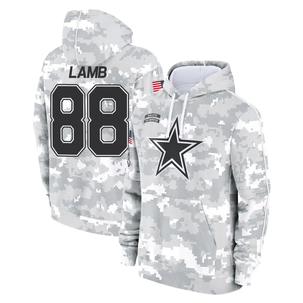 Rebec D.Cowboys #88 CeeDee Lamb Player Arctic Camo Salute to Service Hoodies Limited Game Stitched Jerseys