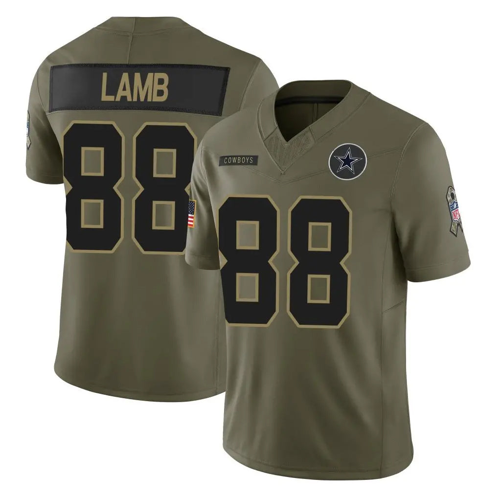 Rebec D.Cowboys #88 CeeDee Lamb Player Olive 2025 Salute to Service Limited Home Game Stitched Jerseys