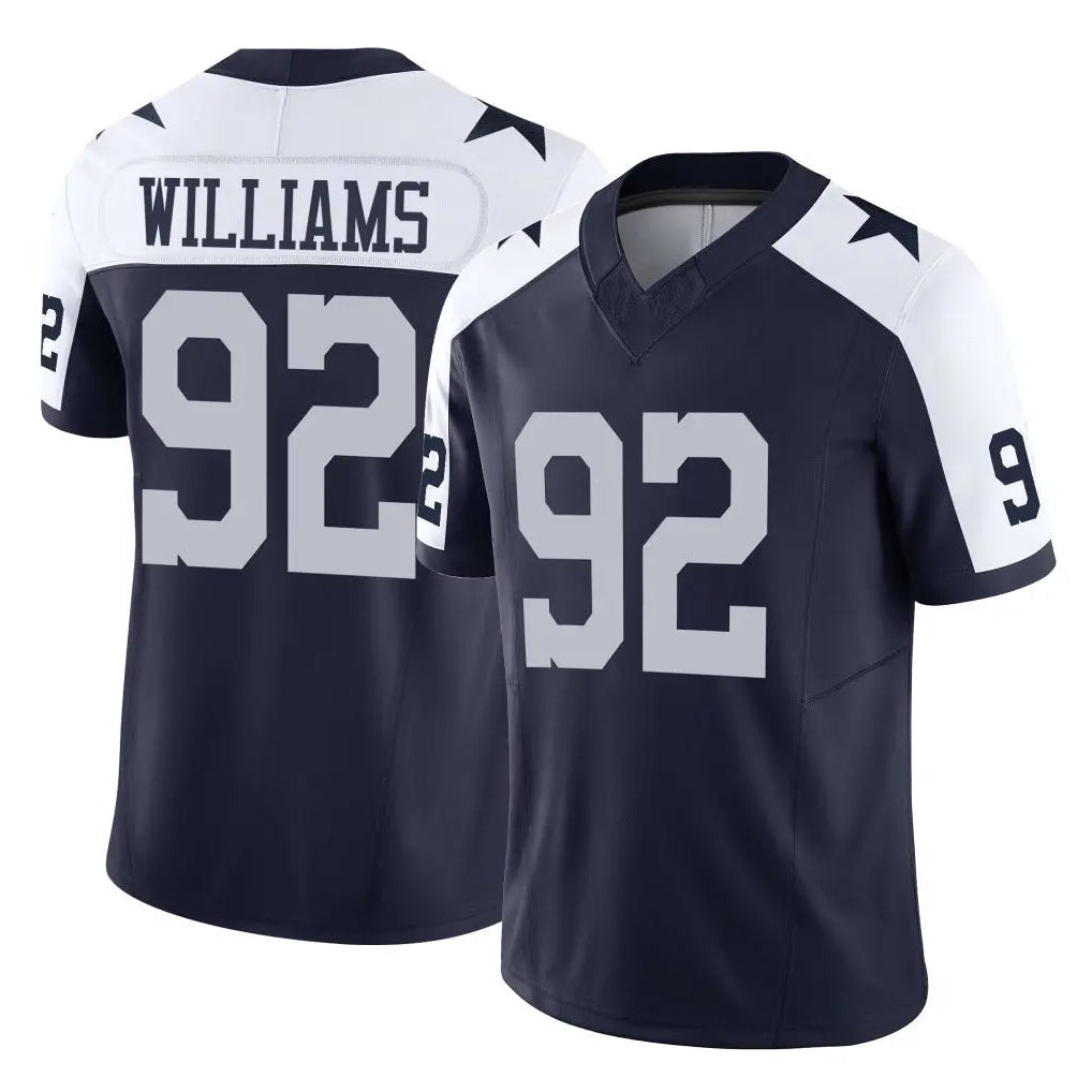 Rebec D.Cowboys #92 Quinnen Williams Player Navy-White Limited Alternate Vapor F.U.S.E. Home Game Stitched Jerseys
