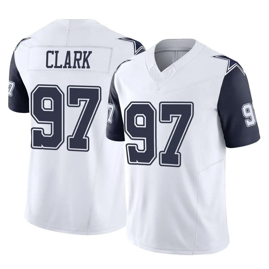 Rebec D.Cowboys #97 Kenny Clark Player White-Navy Limited Vapor F.U.S.E. Home Game Stitched Jerseys