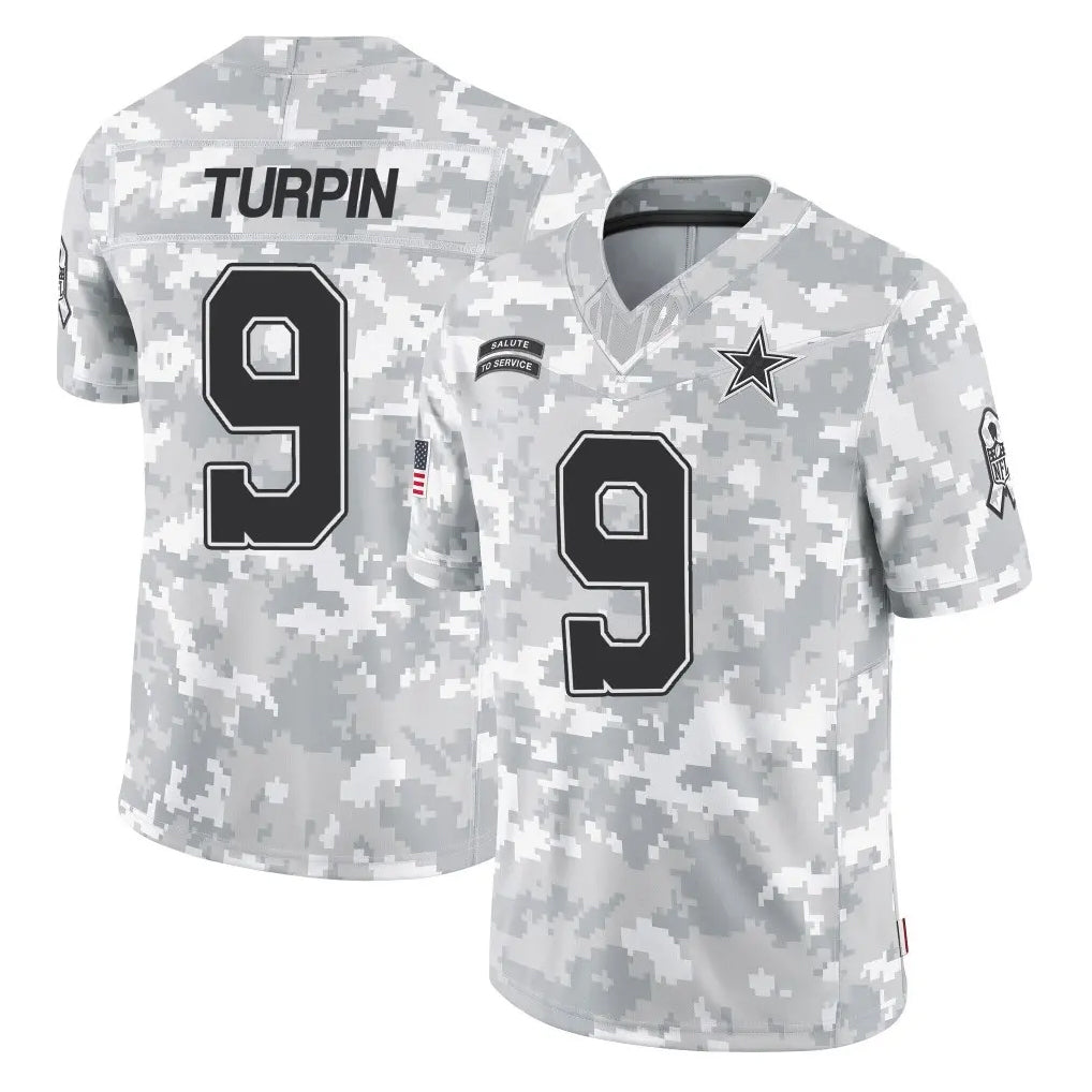 Rebec D.Cowboys #9 KaVontae Turpin Player Arctic Camo Salute to Service Limited Home Game Stitched Jerseys