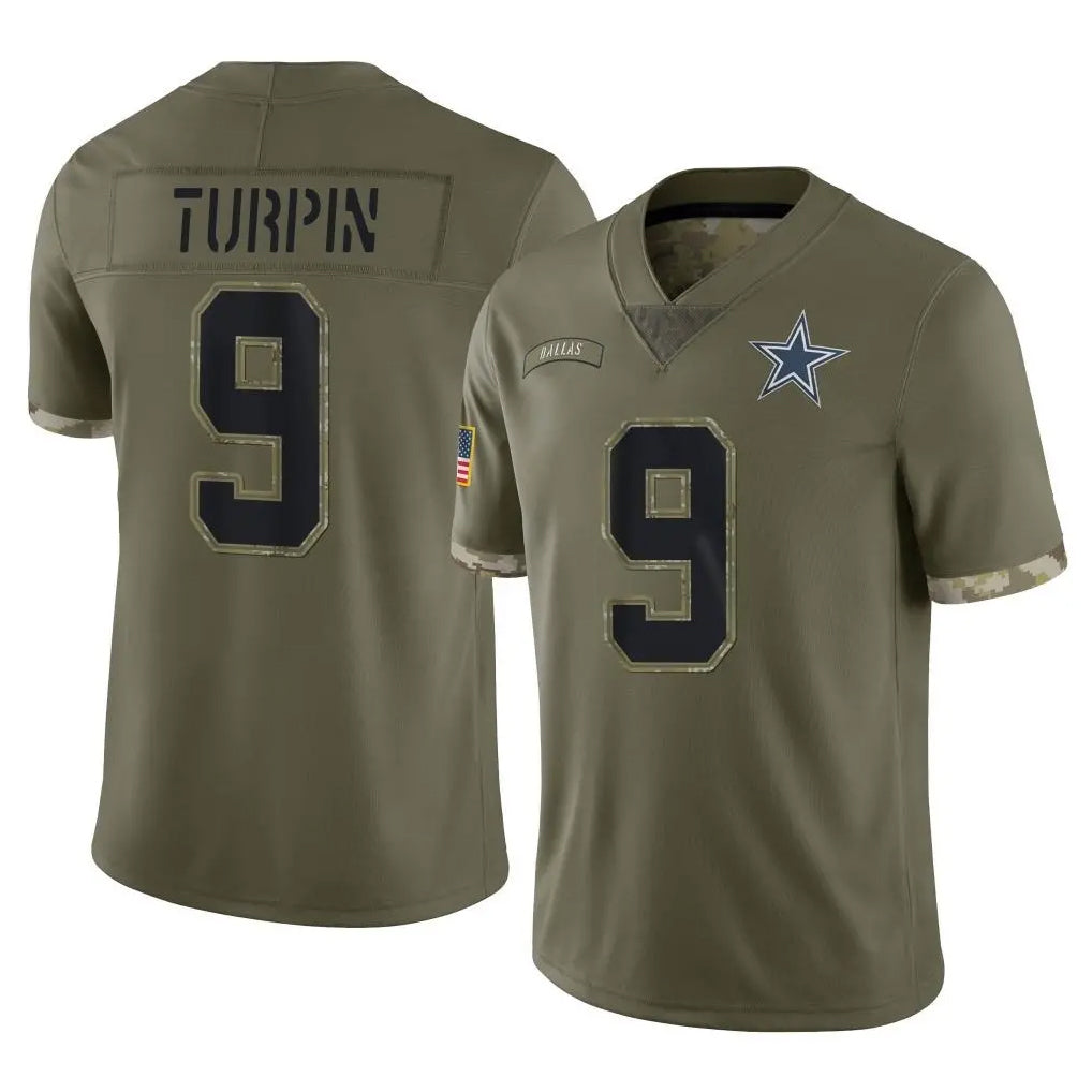 Rebec D.Cowboys #9 KaVontae Turpin Player Olive Salute to Service Limited Game Stitched Jerseys