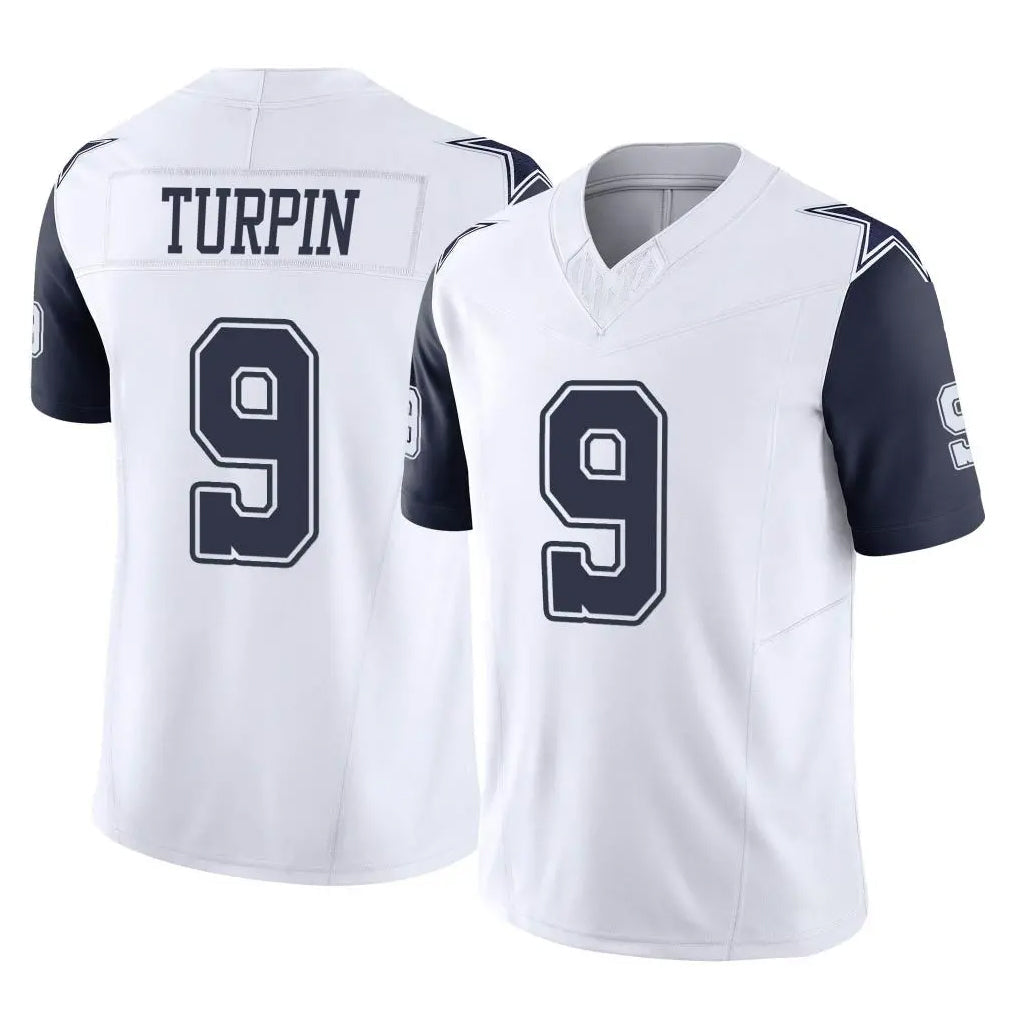 Rebec D.Cowboys #9 KaVontae Turpin Player White-Navy Limited Color Rush Vapor Untouchable Home Game Stitched Jerseys