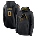 Rebec D.Lions #0 Jahmyr Gibbs Player Black Salute to Service Hoodies Limited Game Stitched Jerseys