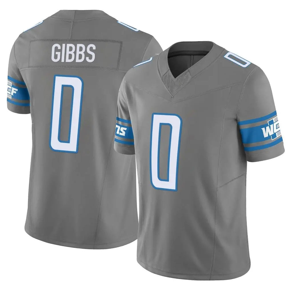 Rebec D.Lions #0 Jahmyr Gibbs Player Gray Vapor F.U.S.E. Limited Home Game Stitched Jerseys