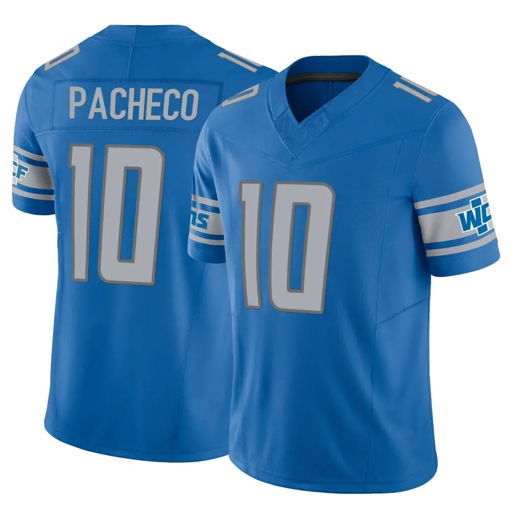 Rebec D.Lions #10 Isiah Pacheco Player Blue Vapor F.U.S.E. Limited Home Game Stitched Jerseys