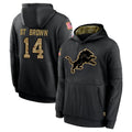 Rebec D.Lions #14 Amon-Ra St. Brown Player Black Salute to Service Hoodies Limited Game Stitched Jerseys