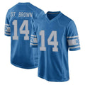 Rebec D.Lions #14 Amon-Ra St. Brown Player Blue Vapor Untouchable Throwback Game Stitched Jerseys