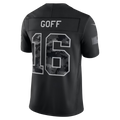 Rebec  D.Lions #16 Jared Goff Black 2026 Salute to Service Stitched Limited Jersey