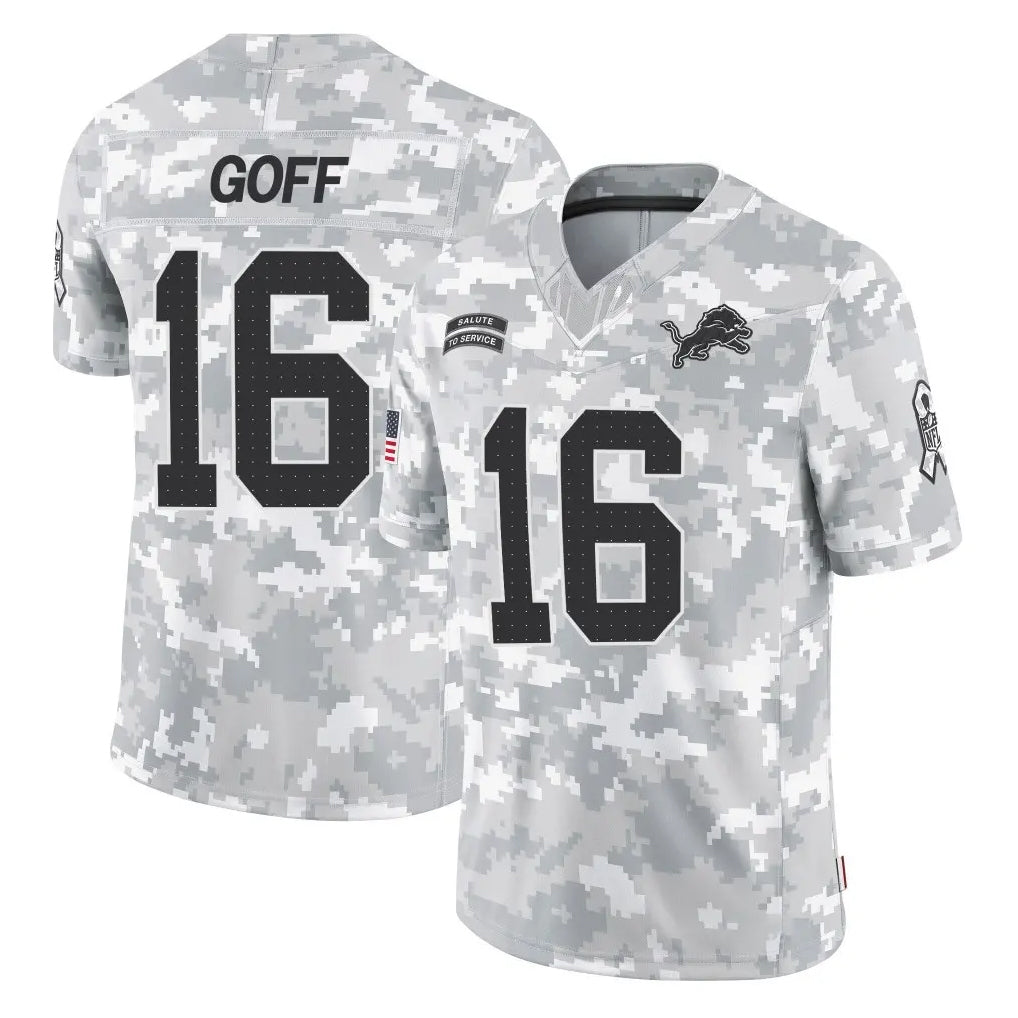 Rebec D.Lions #16 Jared Goff Player Arctic Camo Salute To Service Limited Stitched Jerseys
