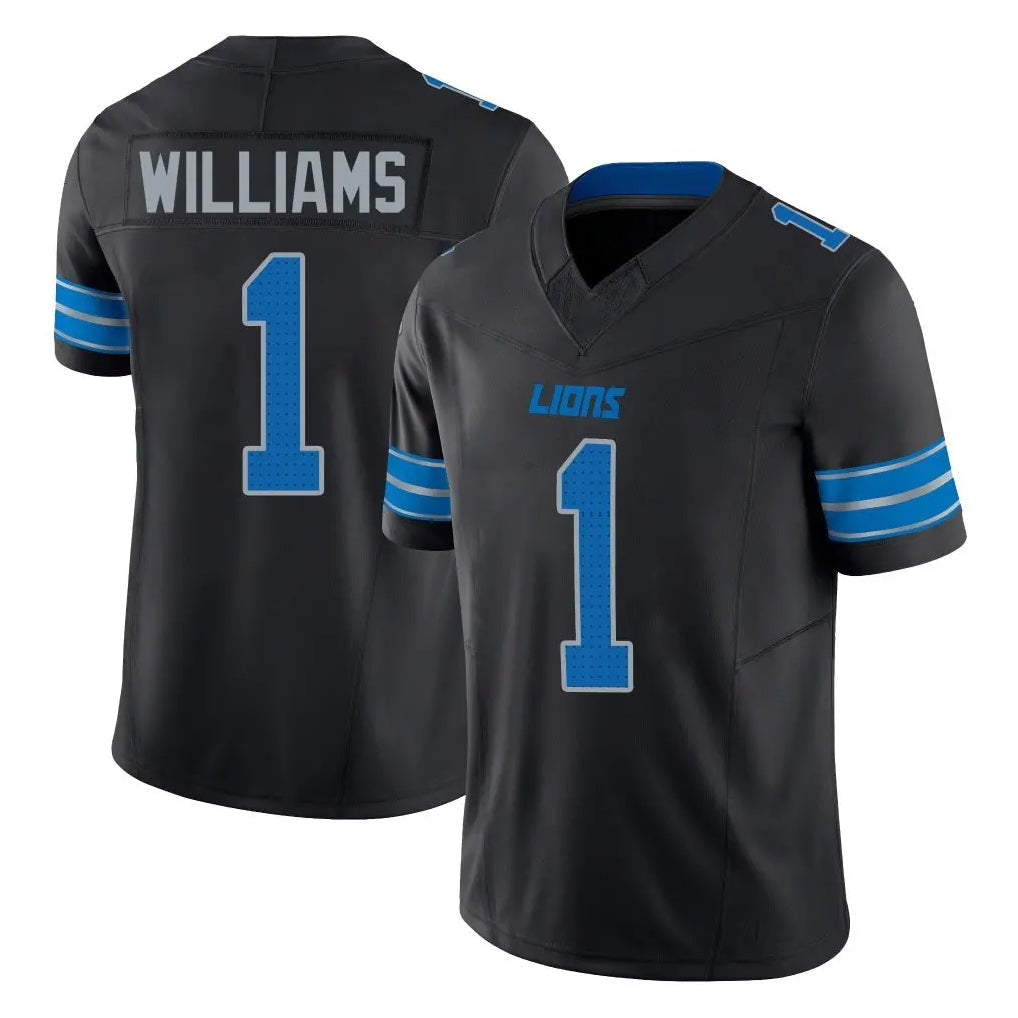 Rebec D.Lions #1 Jameson Williams Player Black Alternate Vapor F.U.S.E. Limited Home Game Stitched Jerseys