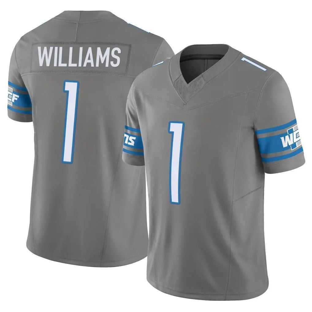 Rebec D.Lions #1 Jameson Williams Player Gray Vapor F.U.S.E. Limited Home Game Stitched Jerseys