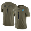 Rebec D.Lions #1 Jameson Williams Player Olive Salute To Service Limited Stitched Jerseys