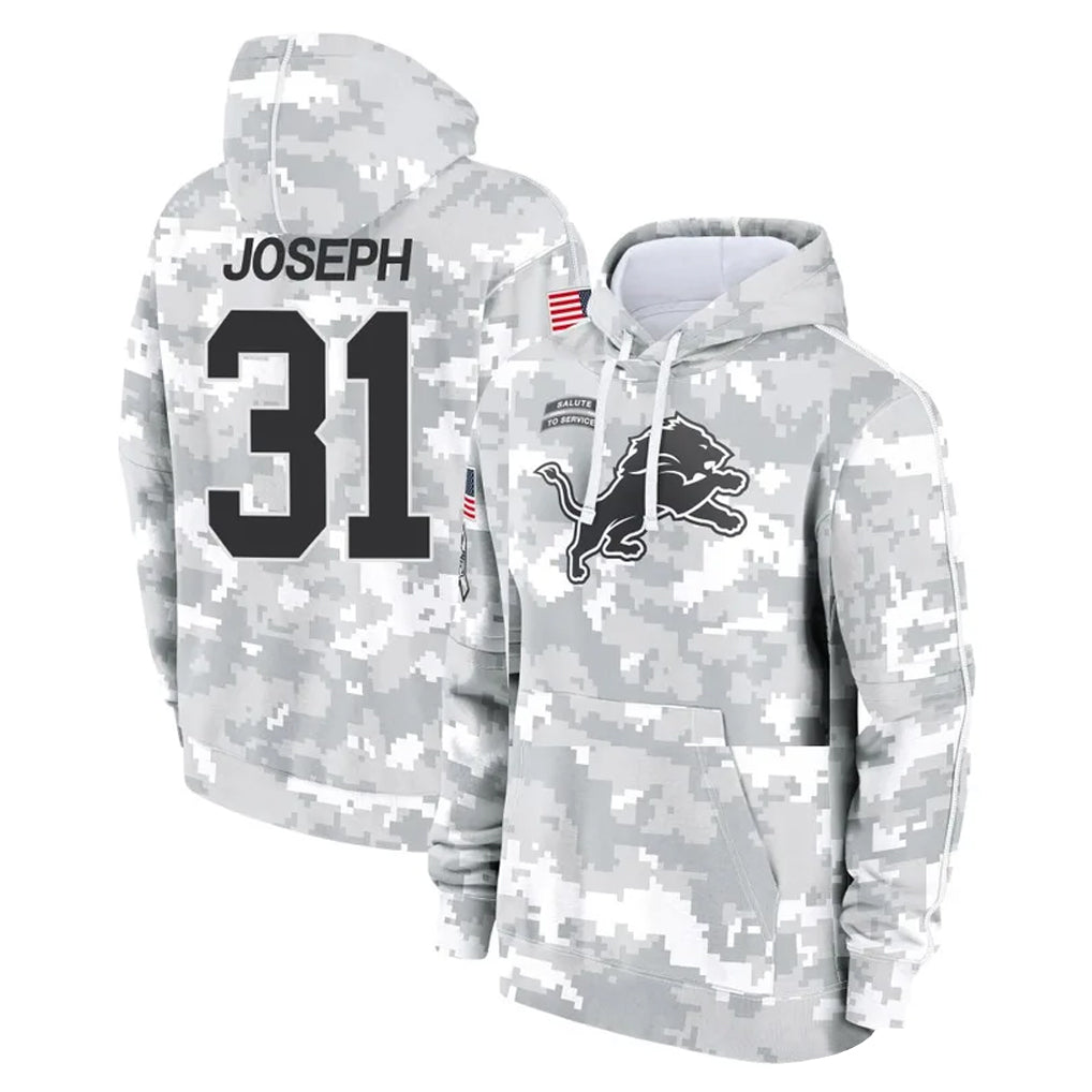 Rebec D.Lions #31 Kerby Joseph Player Arctic Camo Salute to Service Hoodies Limited Game Stitched Jerseys