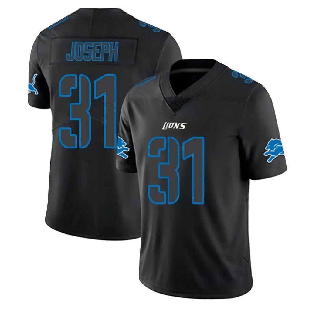 Rebec D.Lions #31 Kerby Joseph Player Black Impact Limited Home Game Stitched Jerseys