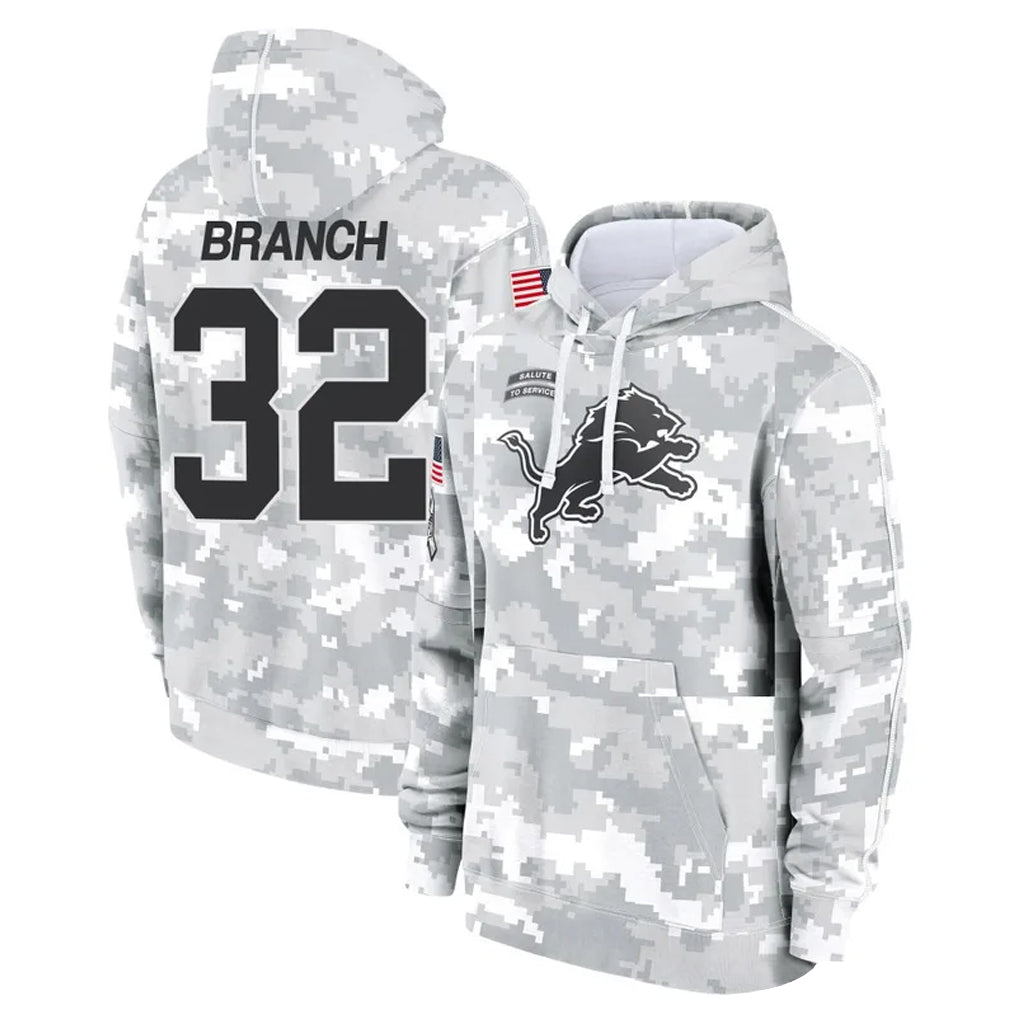 Rebec D.Lions #32 Brian Branch Player Arctic Camo Salute to Service Hoodies Limited Game Stitched Jerseys