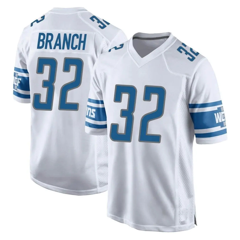 Rebec D.Lions #32 Brian Branch Player White Home Game Stitched Jerseys