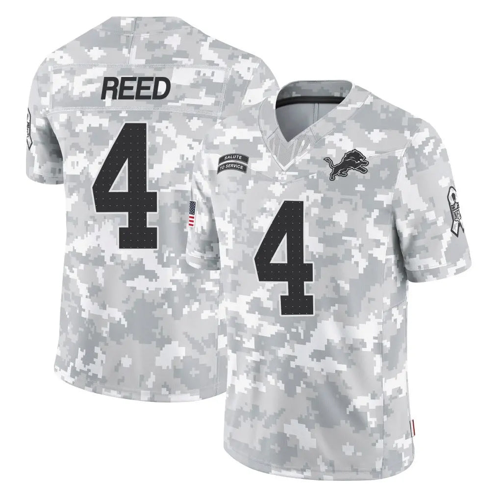 Rebec D.Lions #4 D.J. Reed Player Arctic Camo Salute To Service Limited Stitched Jerseys