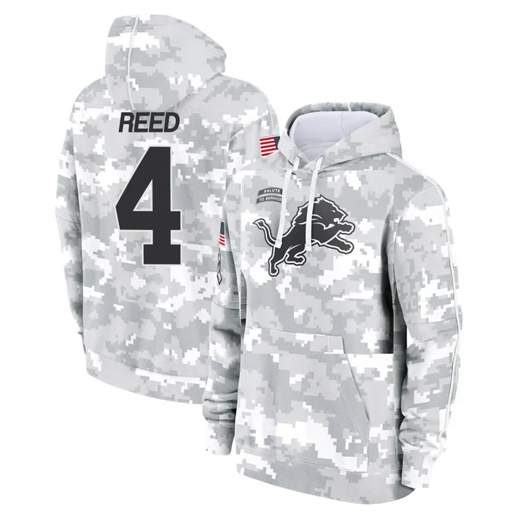 Rebec D.Lions #4 D.J. Reed Player Arctic Camo Salute to Service Hoodies Limited Game Stitched Jerseys