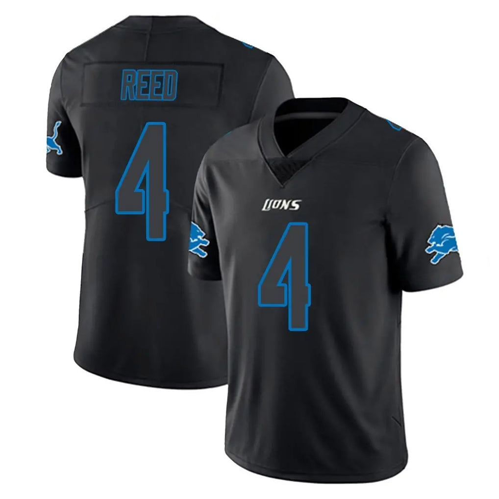 Rebec D.Lions #4 D.J. Reed Player Black Impact Limited Home Game Stitched Jerseys