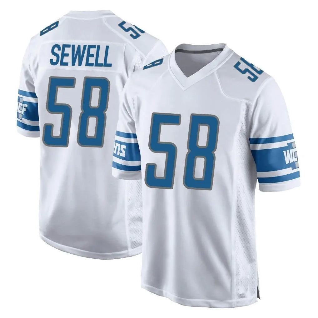 Rebec D.Lions #58 Penei Sewell Player White Home Game Stitched Jerseys