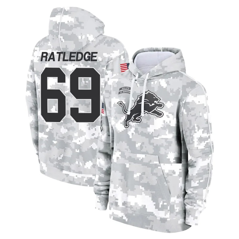 Rebec D.Lions #69 Tate Ratledge Player Arctic Camo Salute to Service Hoodies Limited Game Stitched Jerseys