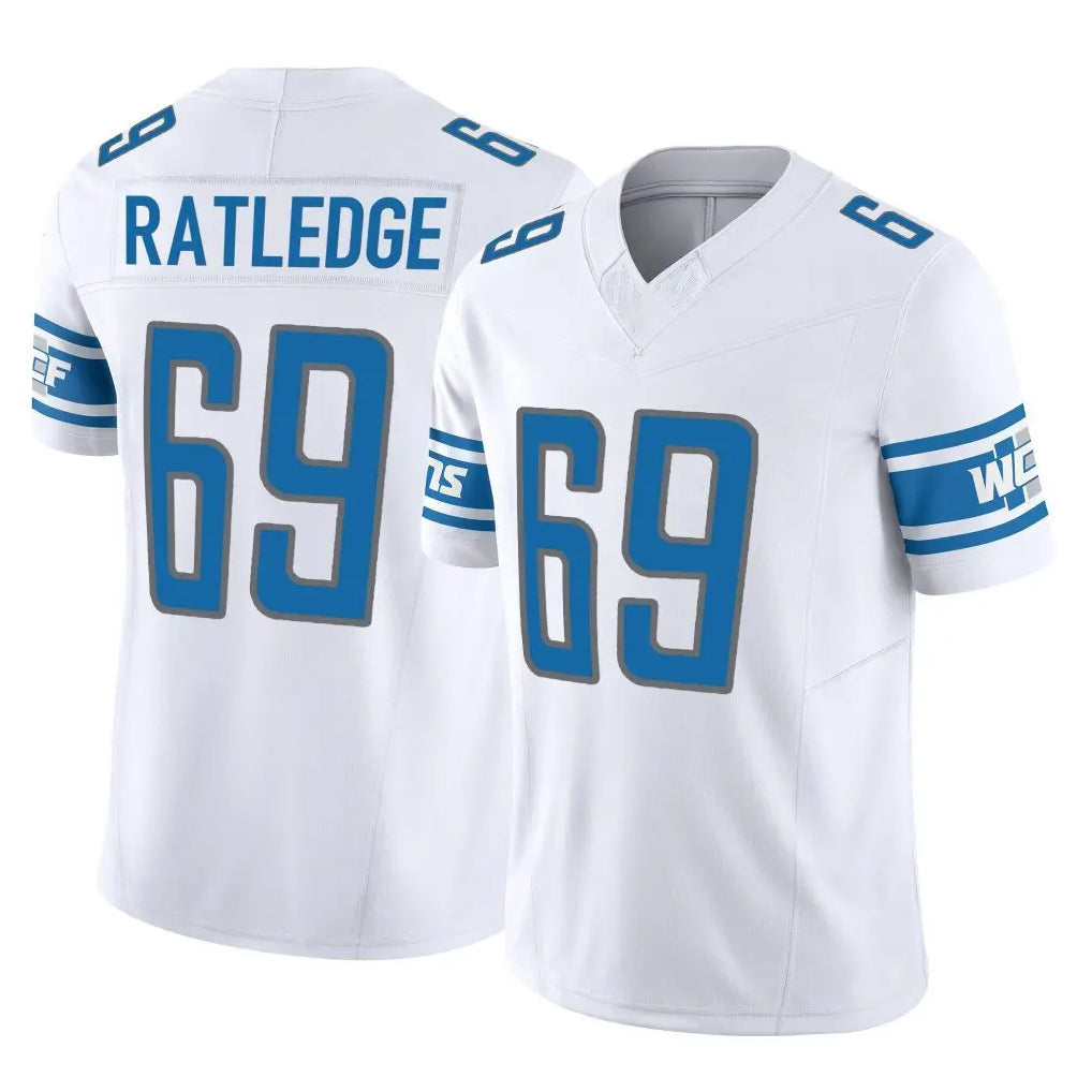 Rebec D.Lions #69 Tate Ratledge Player White Vapor F.U.S.E. Limited Home Game Stitched Jerseys