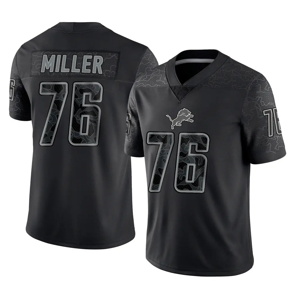 Rebec D.Lions #76 Blake Miller Player Black Reflective Limited Home Game Stitched Jerseys