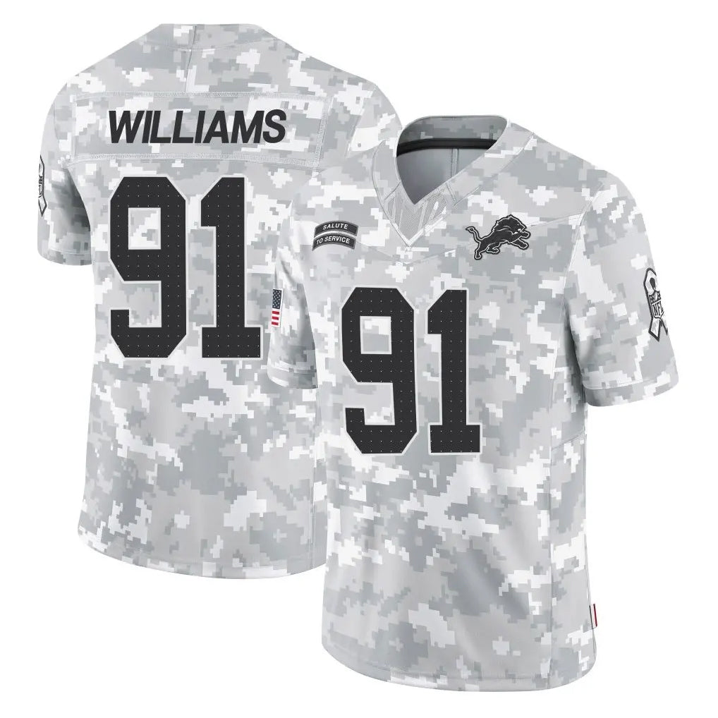 Rebec D.Lions #91 Tyleik Williams Player Arctic Camo Salute To Service Limited Stitched Jerseys
