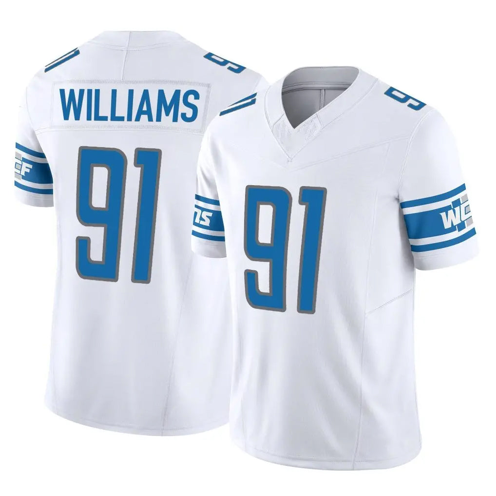 Rebec D.Lions #91 Tyleik Williams Player White Vapor F.U.S.E. Limited Home Game Stitched Jerseys