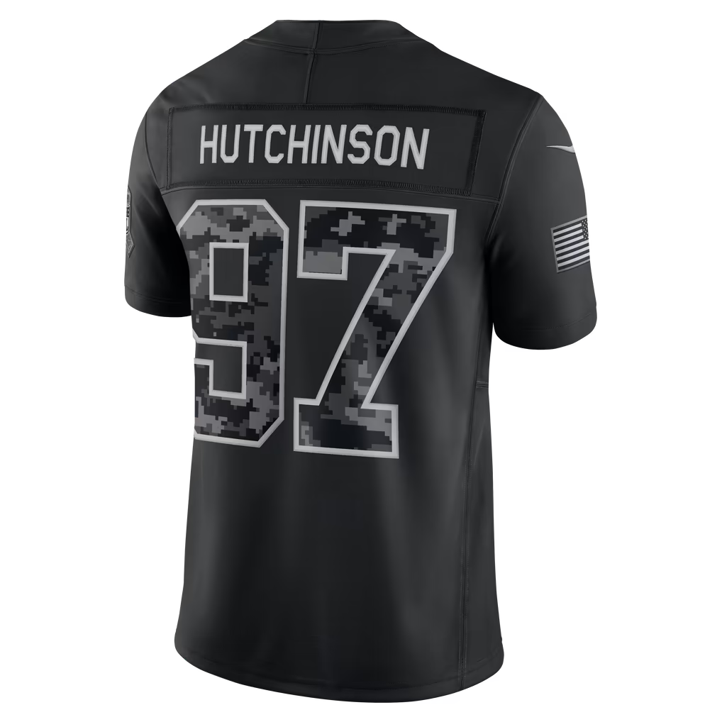 Rebec  D.Lions #97 Aidan Hutchinson Black 2026 Salute to Service Stitched Limited Jersey